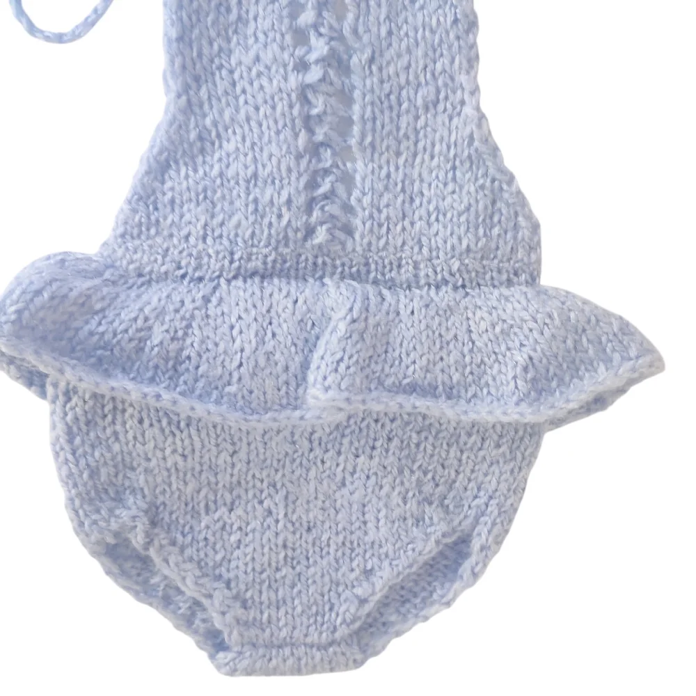 Light Lavender Knitted Newborn Baby Romper Size Newborn